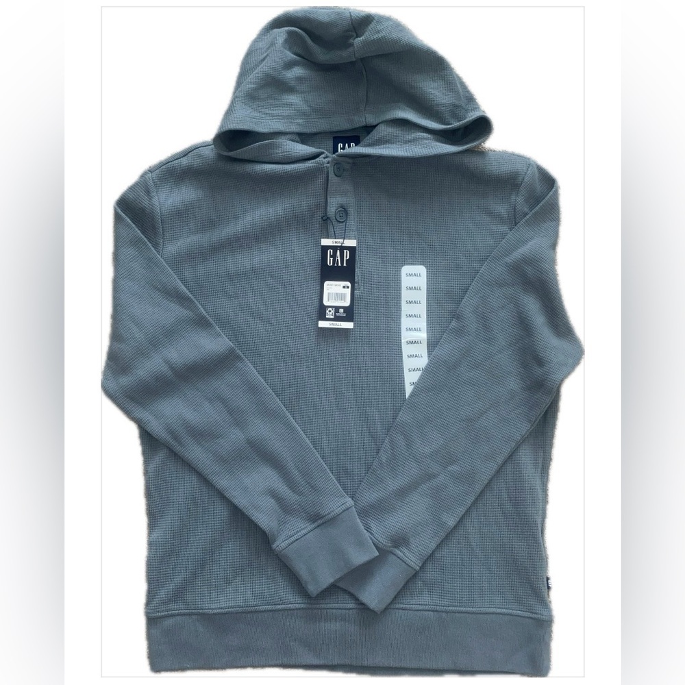 Gap Men's Henley Hoodie Size Small Gray - NWT